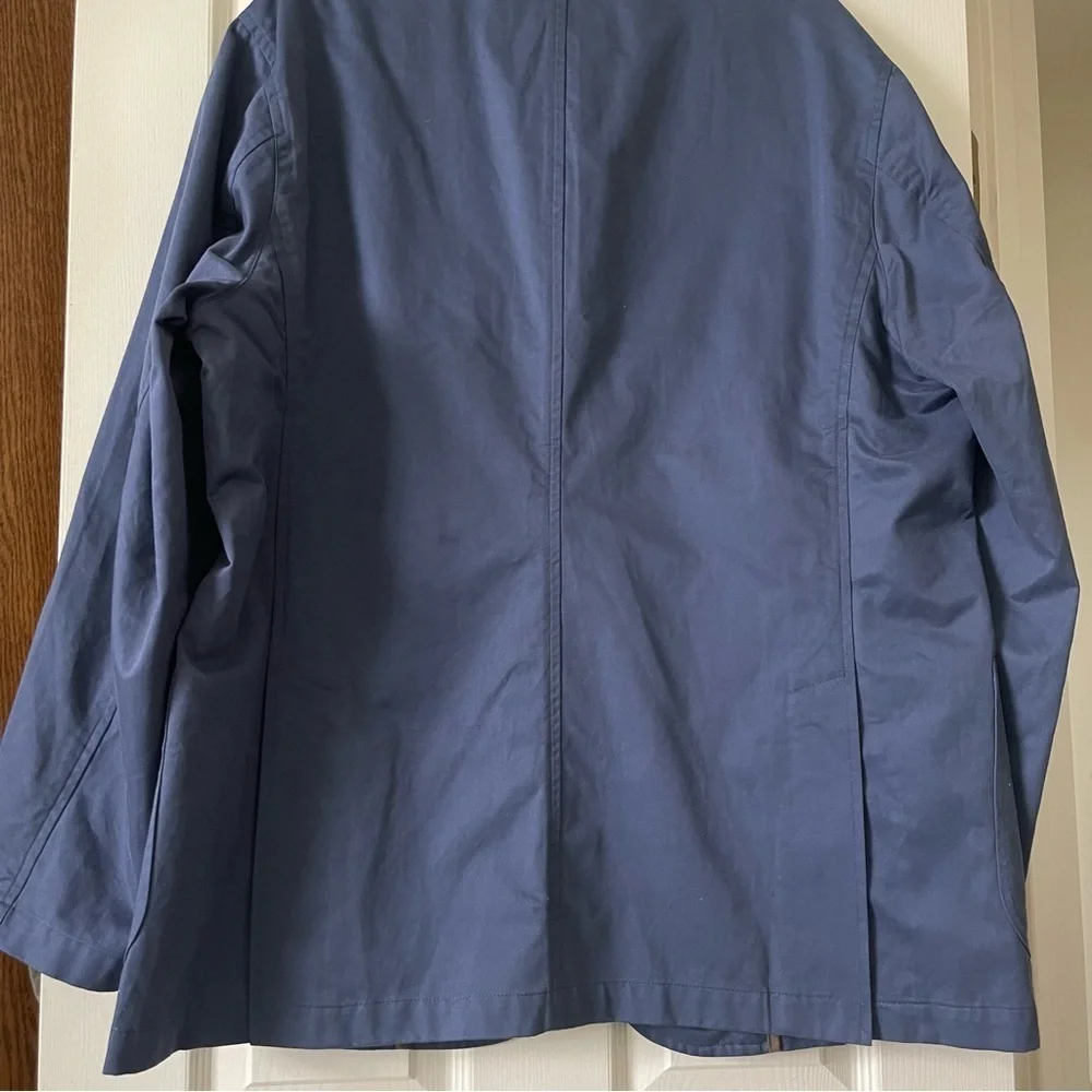 J.L. Powell Sporty Cotton Blazer Men Size 48 Button Front Casual Navy Blue